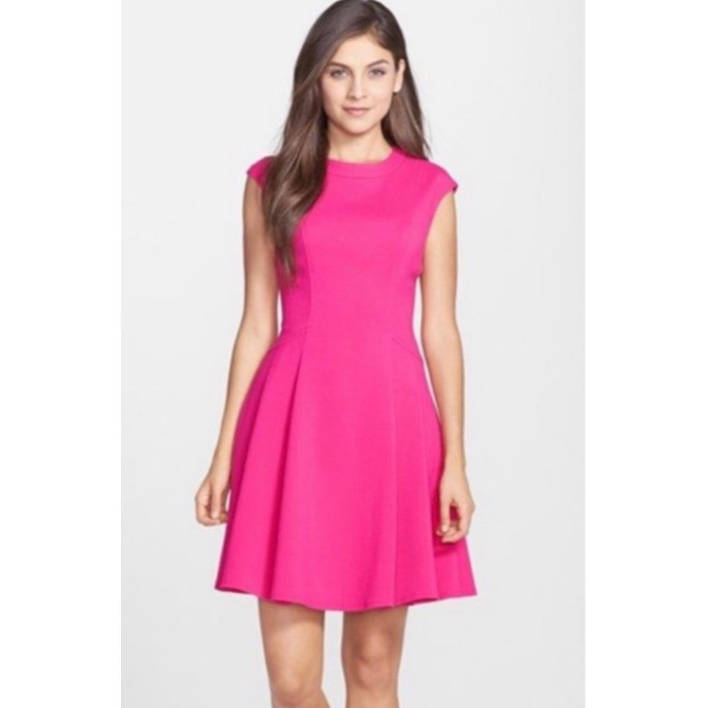 ELIZA J Fit Flare Hot Pink Mini Dress
